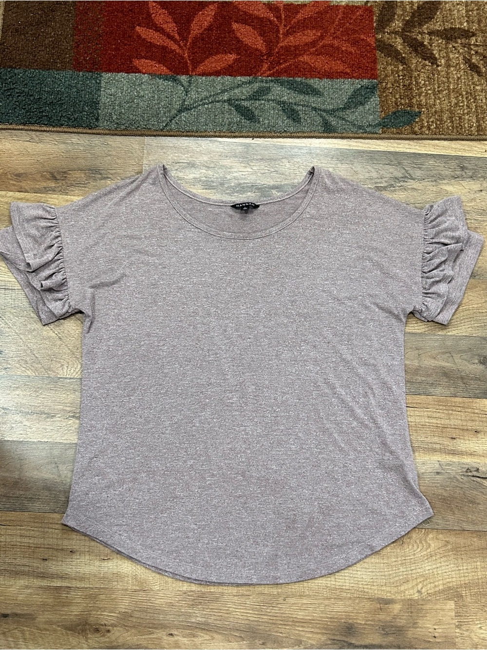 Hannah Ruffle Sleeve Top Women’s Large Heather Mauve
